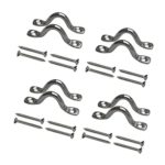 Vtete 8 Pcs Stainless Steel 3/8″ Pad Eye Straps for Bimini Boat Top with 16 Pcs Screws, Kayak Deck Loops Tie Down