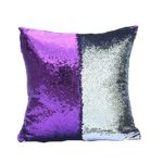 Freestyle Reversible Color Change Sequin Throw Pillow Cases Covers in Two-Tone, Violet and Silver, 16×16, Creative Decorations on Sofas/ Armchairs/ Beds/ Floors/ Cars