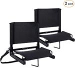 Ohuhu Stadium Seats Bleacher Chairs Seat with Backs and Cushion, Folding & Portable, Bonus Shoulder Straps, 2 Pack