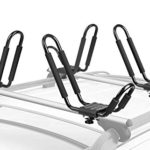 Leader Accessories Kayak Rack 4 PCS/Set J Bar For Canoe Surf Board SUP On Roof Top Mount Crossbar With 4 pcs Tie Down Rachet Straps