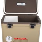 Engel 13 Quart Compact Durable Ultimate Leak Proof Outdoor Dry Box Cooler with Stain and Odor-Resistant Surface for 18 Cans or 12 lbs of Ice, Tan