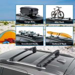 BougeRV Car Roof Rack Cross Bars for 2011-2021 Jeep Grand Cherokee with Side Rails, Aluminum Cross Bar Replacement for Rooftop Cargo Carrier Bag Luggage Kayak Canoe Bike Snowboard Skiboard
