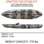 BKC TK122 Angler 12-Foot, 8 inch Tandem 2 or 3 Person Sit On Top Fishing Kayak w/Upright Aluminum Frame Seats and Paddles (Green Camo)