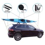 MYOYAY 2Pcs Universal Kayak Roof Rack J-Bar Car Carrier Stand Canoe Top Mount Carrier Roof Holder with 7.2 Ft Ratchet Lashing Straps Fitment Heavy Duty for Most Vehicles