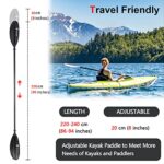 HIKULA Carbon Shaft Adjustable Kayak Paddle 86in/220CM to 94in/240CM Floating 3 Pieces Oar for Kayaking Boating Canoeing…