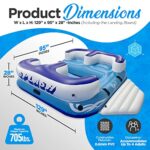 SereneLife Inflatable 4- Person Floating Island Raft, Party Island Raft w/ 4 Drink Holders, Use for Lounging on Lake, Beach River or Pool