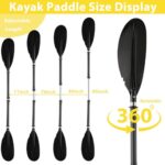 Frebuta Kayak Paddle,Paddle Board Paddles Telescopic Shaft 71 to 95Inch Kayaking Boating Canoeing with 1 Free Paddle Leash Double Oar Float Paddle Stainless Steels Extendable (Black 71-95inch)
