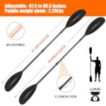 LZRLSHS Kayak Paddles, Kayaking Oars for Boating and Canoeing, Plastic Cement Blades, Floating Adjustable Kayaks Paddles, 207-220cm/81.5-86.6 inch