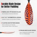 WONITAGO Kayak Paddle Premium Carbon Fiber Paddle with Reinforced PP + Fiberglass Blade, Floating Adjustable Kayaking Oars, 3 Piece, 220-240 cm/86-94 Inches Orange Stripe