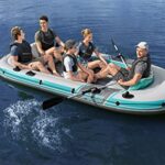 Bestway Hydro-Force Adventure Elite X5 Inflatable 5 Person Water Raft Outdoor Floating Boat Set | Includes Inflatable Boat, Aluminum Oars, Hand-Pump, Carry Bag and Gear Pouch